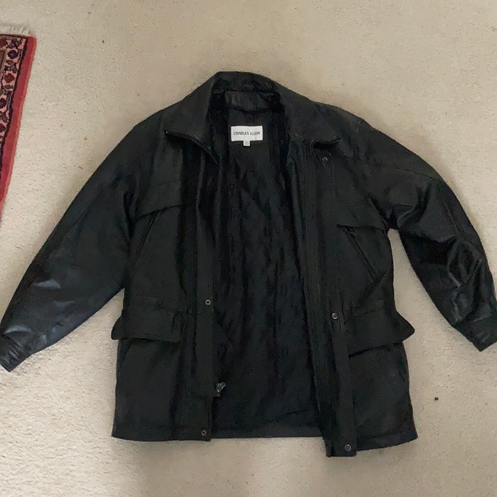 Charles Klein Leather Jacket with downy lining